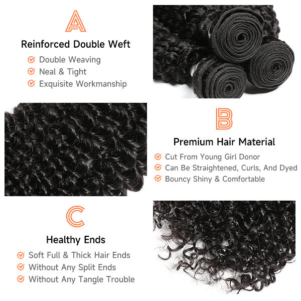 Mslynn Hair Kinky Curly Bundle Human Hair Bundle Full Hair Weaving 3 Bundles Curly Bundle