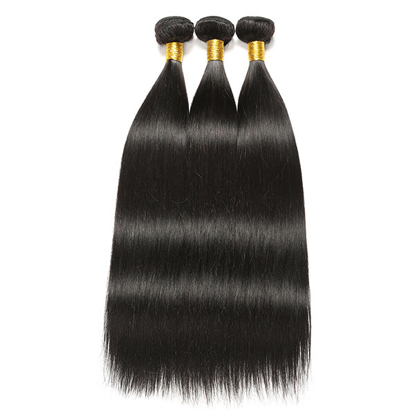 Mslynn Straight Wig 3 Bundles Pony Tail Weave 100% Unprocessed Human Hair