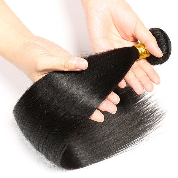 Mslynn Straight Wig 3 Bundles Pony Tail Weave 100% Unprocessed Human Hair