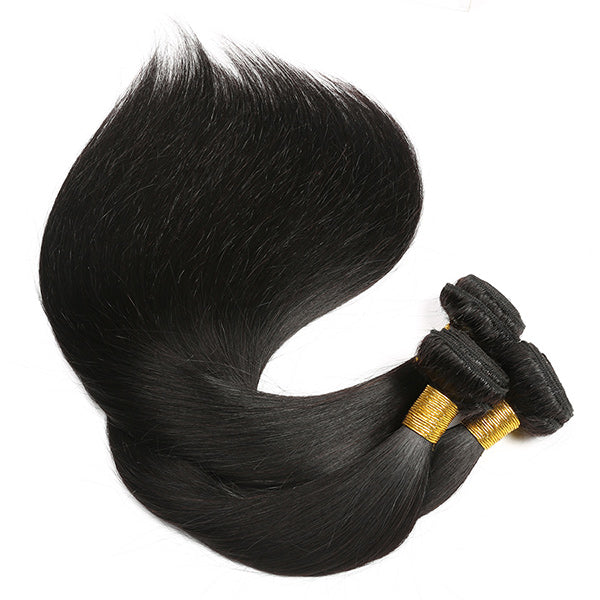 Mslynn Straight Wig 3 Bundles Pony Tail Weave 100% Unprocessed Human Hair