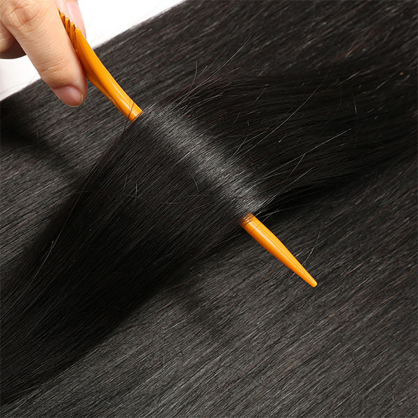 Mslynn Straight Wig 3 Bundles Pony Tail Weave 100% Unprocessed Human Hair
