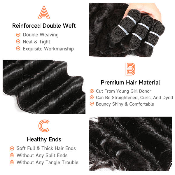 Mslynn 4 Bundles Deep Wave 100% Human Hair