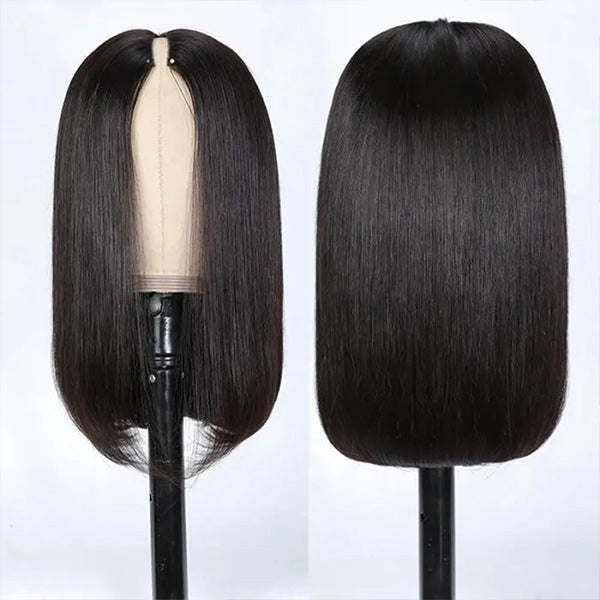 Mslynn Straight Short V Part Bob Wigs Remy Human Hair Wigs For Women Glueless Wig