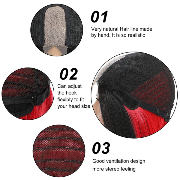 Peekaboo Red Highlight Glueless 2x4 Lace Bob Wig