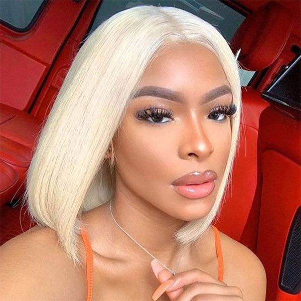 Mslynn Hair 613 Blonde Wig Short Bob Wigs 4x4 Straight Lace Closure Wig