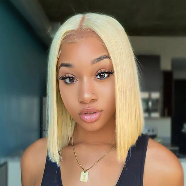 Mslynn Hair 613 Blonde Wig Short Bob Wigs 4x4 Straight Lace Closure Wig