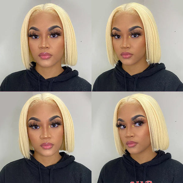 Mslynn Hair 613 Blonde Wig Short Bob Wigs 4x4 Straight Lace Closure Wig