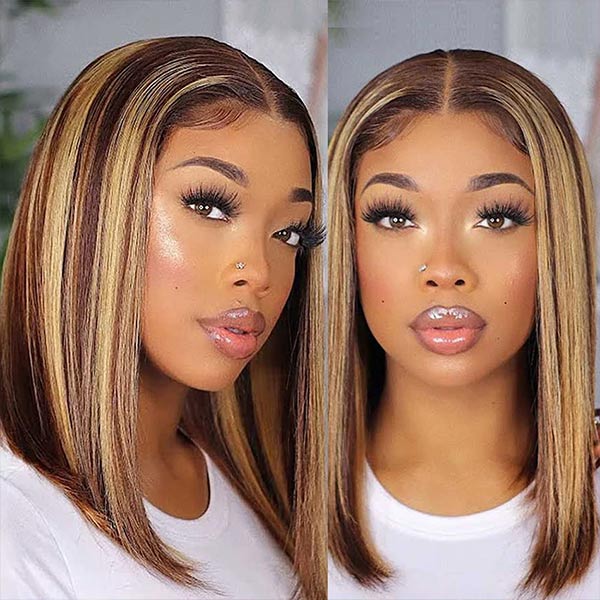 Mslynn Bob Wigs Striaght 4x4 Lace Closure Wig Highlight Wig Human Hair Wig