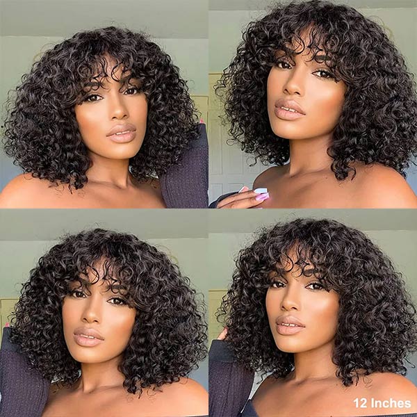 Mslynn Glueless Wig Super Easy Curly Wig With Bangs Top Lace Wig