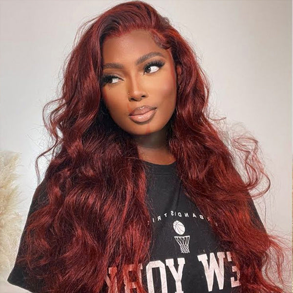Mslynn Body Wave Glueless 5×5 Pre-Cut Hd Lace And 13X4 Lace Wig #33 Reddish Brown Wig