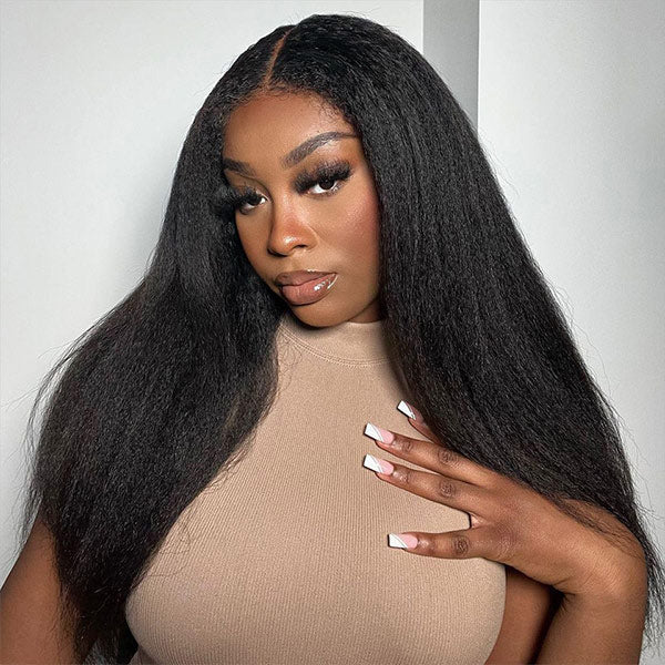 Mslynn Glueless kinky Straight Upgrade Bleached Knots 5x6 Pre-Cut Lace Closure Wig Wear And Go Wig