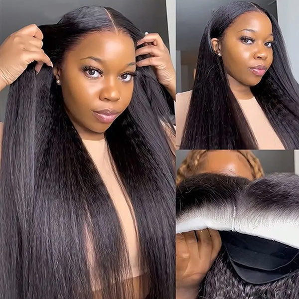 Mslynn Glueless kinky Straight Upgrade Bleached Knots 5x6 Pre-Cut Lace Closure Wig Wear And Go Wig