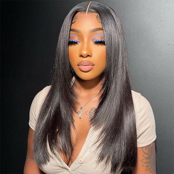 Wolf Cut Straight 5x5 Lace Closure Wig Medium Length Layered Cut Hair