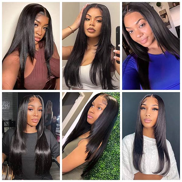 Wolf Cut Straight 5x5 Lace Closure Wig Medium Length Layered Cut Hair