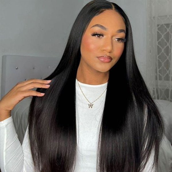 V Part Wig Straight Human Hair No Leave Out Thin Part Upgrade U Part Wig Glueless Wig