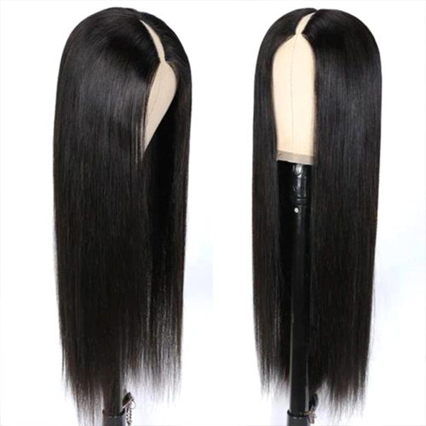 V Part Wig Straight Human Hair No Leave Out Thin Part Upgrade U Part Wig Glueless Wig