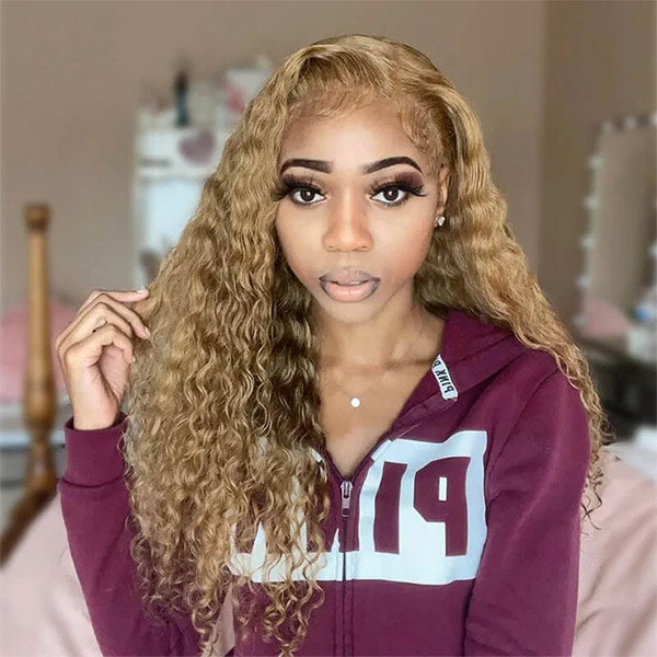 Mslynn #27 Honey Blonde Deep Wave Human Hair 13x4 Lace Front Wig
