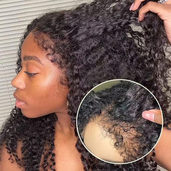 Type 4C Edges Hairline Wig Transparent 13x4 Lace Front Wig Kinky Curly Wig (Copy)