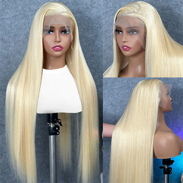 Mslynn 613 Blonde Wig Stright 13x6 Lace Frontal Human Hair Transparent Lace Wig