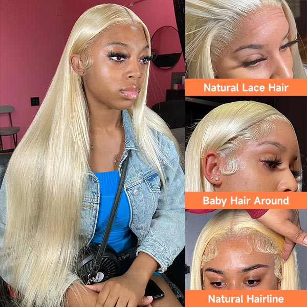 Mslynn 613 Blonde Wig Stright 13x6 Lace Frontal Human Hair Transparent Lace Wig