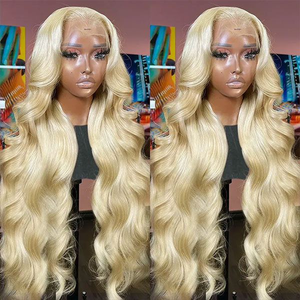 613 Blonde Wig Body Wave Wig T Part Lace Wig 150% Density Transparent Lace Wig