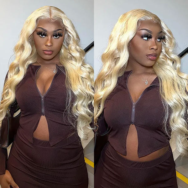 613 Blonde Wig Body Wave Wig T Part Lace Wig 150% Density Transparent Lace Wig