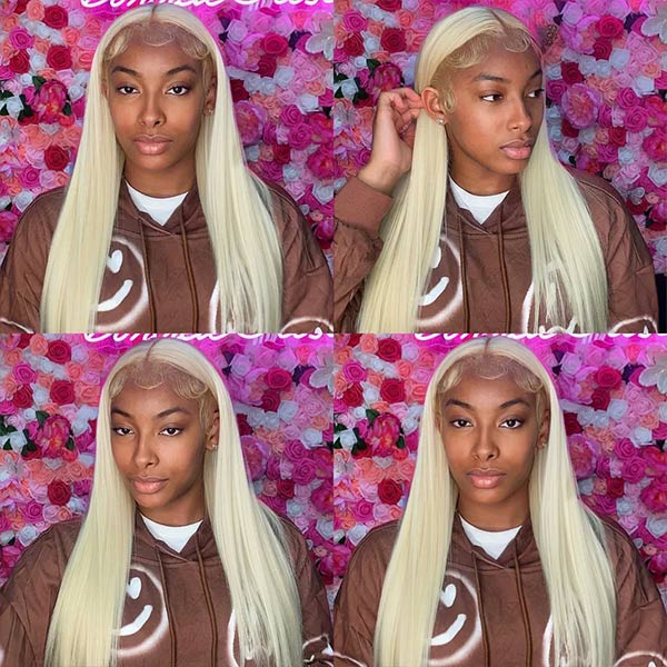 Mslynn Hair 613 Blonde Wig Straight T Part Lace Wig Human Hair Transparent Lace Wig