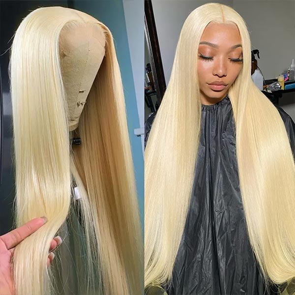 613 Blonde Wig 5X5 Lace Closure Wig Straight Wig Colored Human Hair Wigs