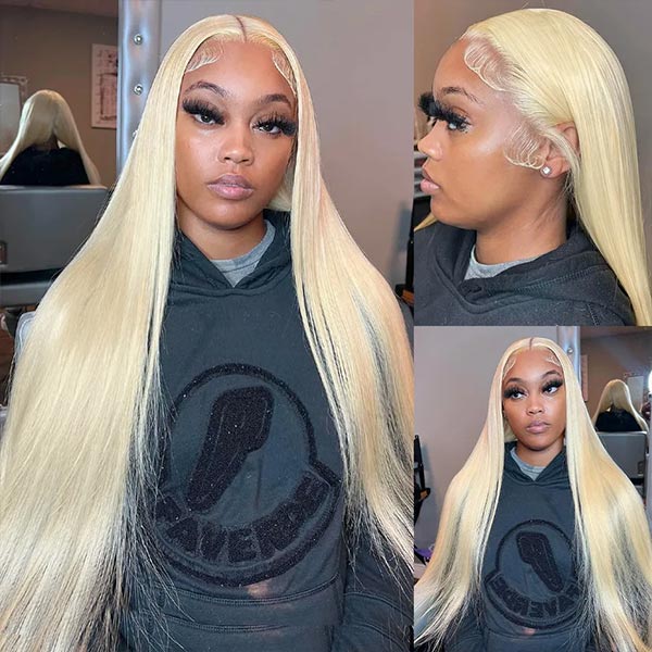 613 Blonde Wig 5X5 Lace Closure Wig Straight Wig Colored Human Hair Wigs