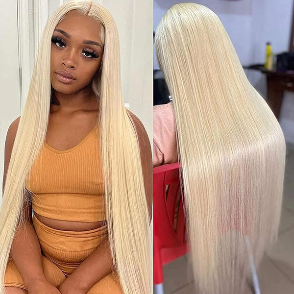 613 Blonde Wig 5X5 Lace Closure Wig Straight Wig Colored Human Hair Wigs