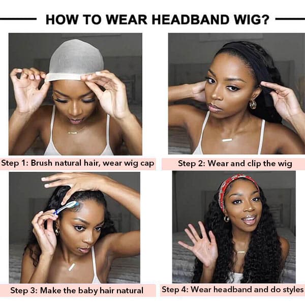 Mslynn Deep Curly Headband Wig Glueless Human Hair Wigs Wet and Wavy Wigs