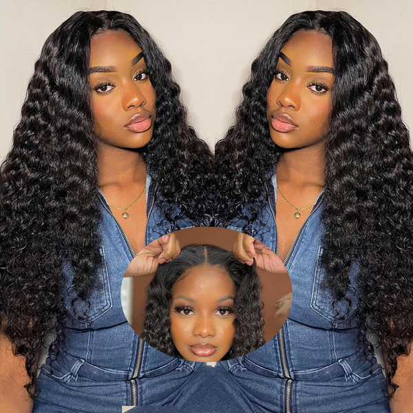 Deep Wave Upgrade Bleached Knots Pre-Cut 5X6 HD Lace Wigs Wear And Go Glueless Wigs For Beginners