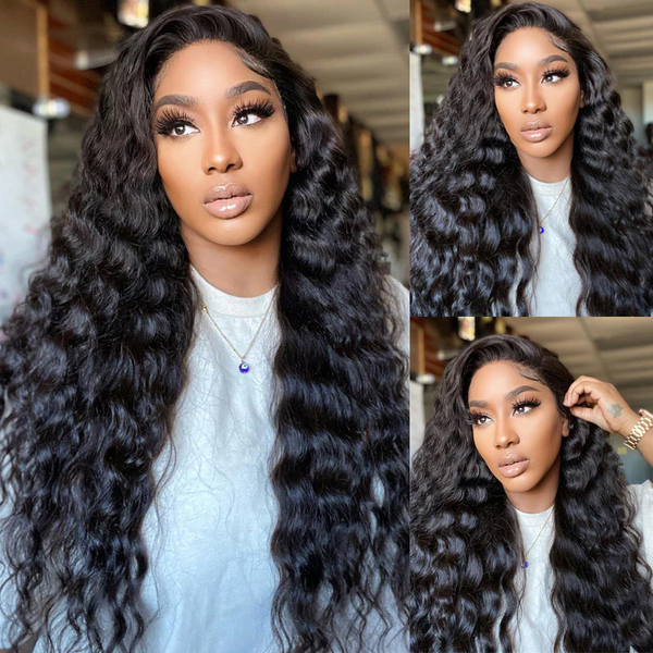 14‘’ Deep Wave Upgrade Bleached Knots Pre-Cut 5X6 HD Lace Wigs Wear And Go Glueless Wigs For Beginners