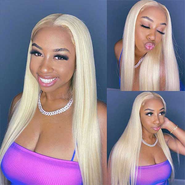 Mslynn Hair 613 Blonde Wig Straight T Part Lace Wig Human Hair Transparent Lace Wig