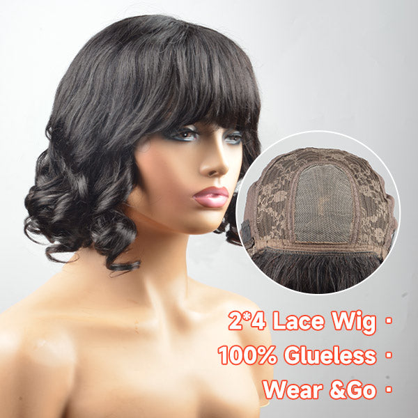 shoulder length long bob with bangs