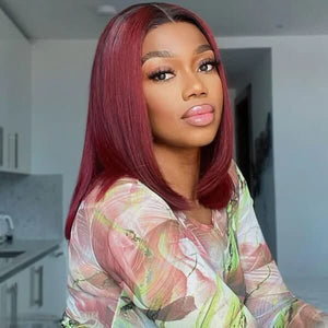 1B/99J Burgundy Human Hair Wig
