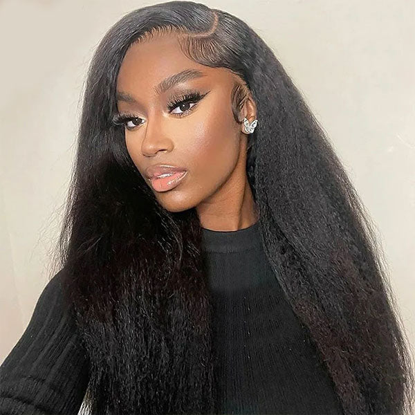 Mslynn Glueless kinky Straight Upgrade Bleached Knots 5x6 Pre-Cut Lace Closure Wig Wear And Go Wig
