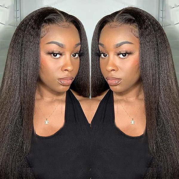 Mslynn Glueless kinky Straight Upgrade Bleached Knots 5x6 Pre-Cut Lace Closure Wig Wear And Go Wig