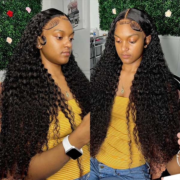 Mslynn Bleached Knots 13X4 Lace Frontal Deep Wave Wig Preplucked Natural Hairline