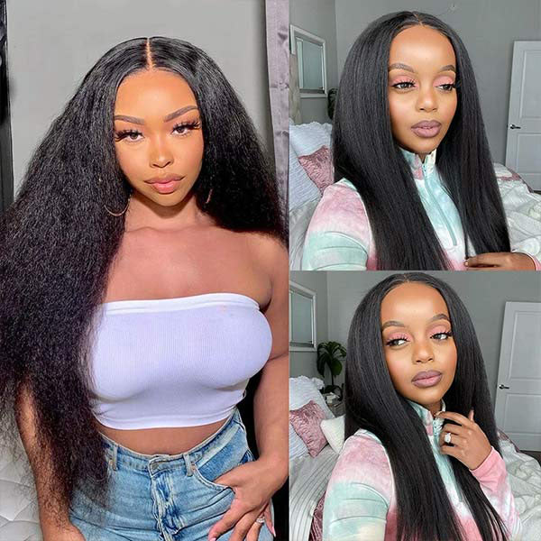 Mslynn Pre Bleached Knots Kinky Straight HD Lace Frontal Wig