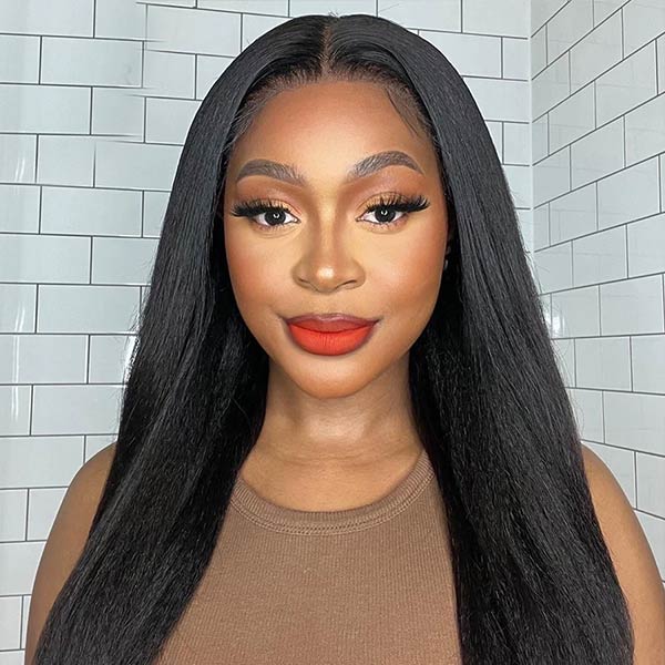Mslynn Pre Bleached Knots Kinky Straight HD Lace Frontal Wig