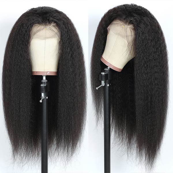 Mslynn Pre Bleached Knots Kinky Straight HD Lace Frontal Wig