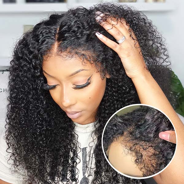 Type 4C Edges Hairline Wig Transparent 13x4 5X5 Lace Front Wig Kinky Curly Wig