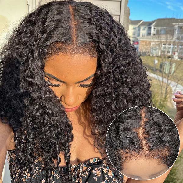 water wave lace front wig with kinky hair line