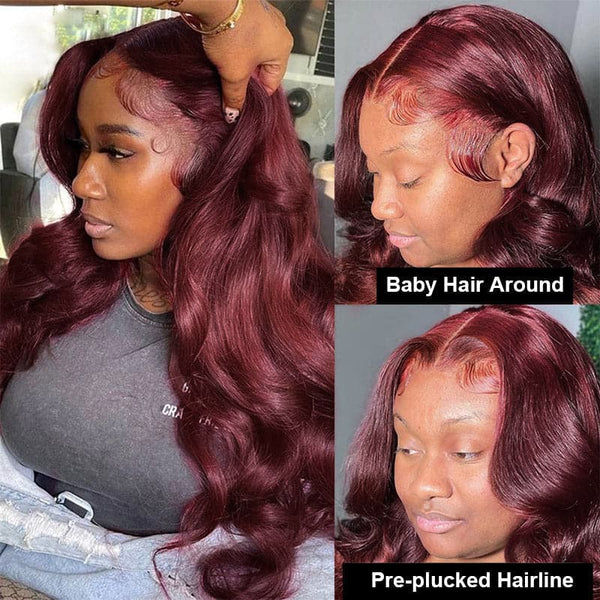 Body Wave Burgundy 99J 13X4 Lace Front Wig