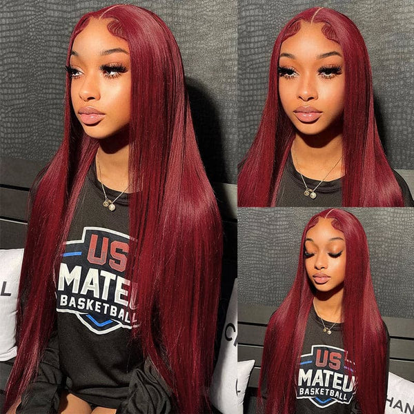 Burgundy 99J Straight Wig