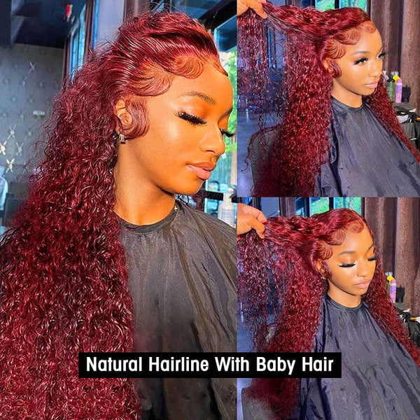 99j Burgundy Curly 13x4 Lace Frontal Wig