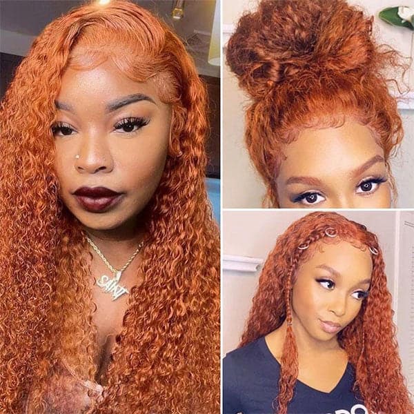 Mslynn Ginger Wig Orange Water Wave Wig