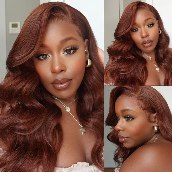 Mslynn Hair 33 Reddish Brown Auburn T Part Lace Wig Body Wave Human Hair Colored Wigs