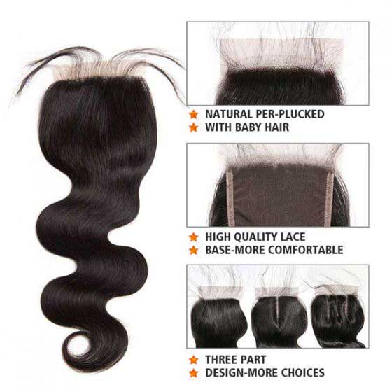 Peruvian Hair Body Wave 3 Bundles With Lace Closure Virgin Human Hair Weave Bundles With Lace Closure